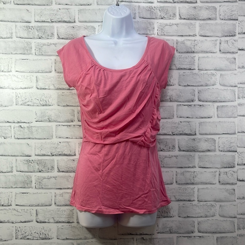 Garnet Hill Pink Ruched Blouse Small